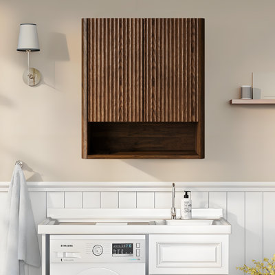 Armoire flottante moderne en bois massif de style médiéval en bois massif noyer 26 po