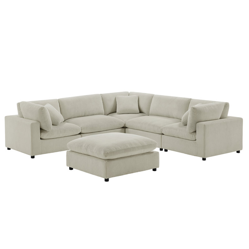 Canapé modulaire 6 pièces Chelsea, Velours beige