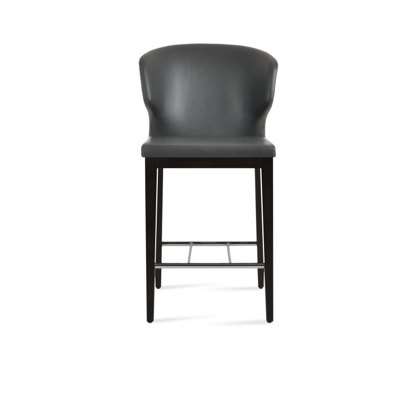Tabouret de bar et de comptoir Amed, Wengé, Gris, Tabouret de comptoir (siège d'une hauteur de 24 p