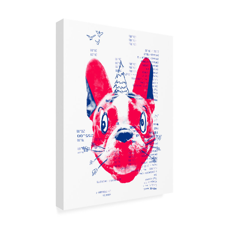Art sur toile «Bouledogue français avec un arbre», H 47 po x l 35 po
