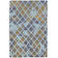 Tapis unique en laine noué à la main de style anatolien bleu / brun clair 5 pi 3 po x 6 pi années 2010 Phyllida