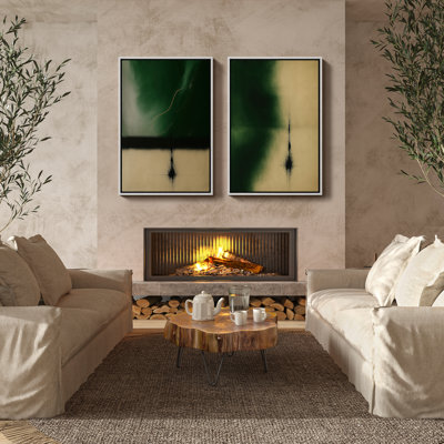 Art mural encadré, rétro, antique, classique pour chambre à coucher - 24 po x 36 po x 2 panneaux
