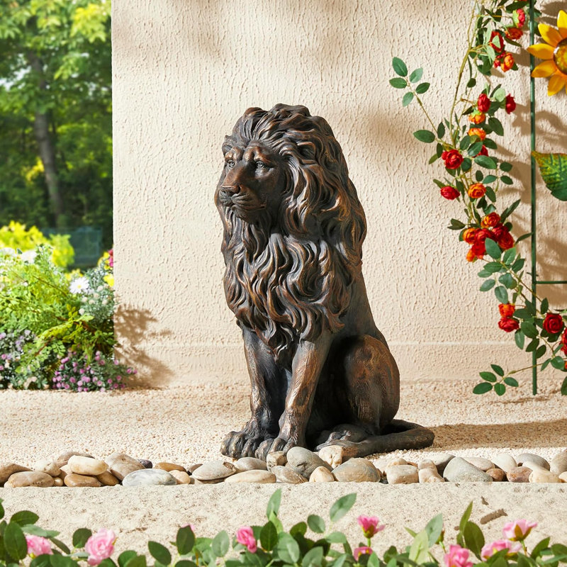 Statue de jardin lion surdimensionnée 20,5 "H