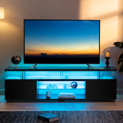 LED TV Stand White TV Stands for Living Room Modern TV Stand with Storage for 65/70/75 inche TVs Entertainment Center for Living Room