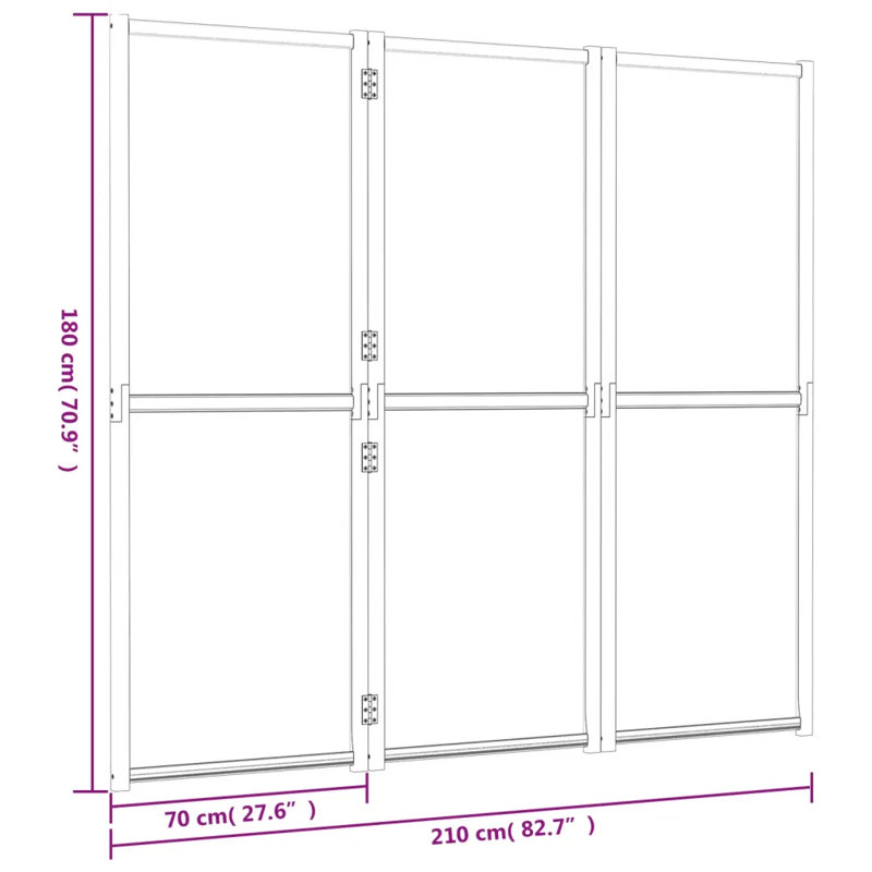Metts 457.2cm H Solid Wood Folding Room Divider, 3, 180cm H x 70cm W, Cream White