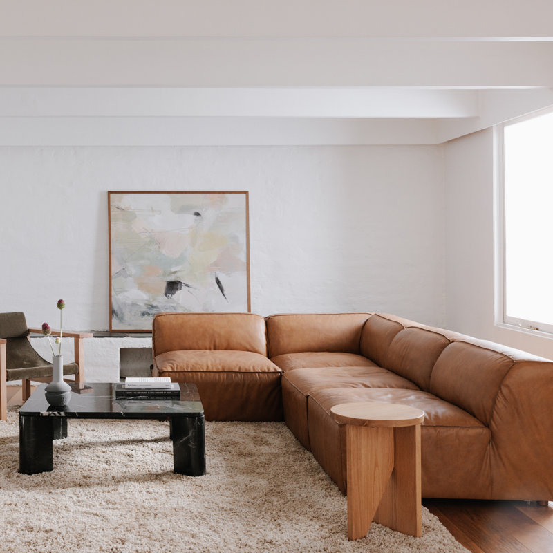 Form Corner Chair Espersso Brown, Tan Top Grain Leather