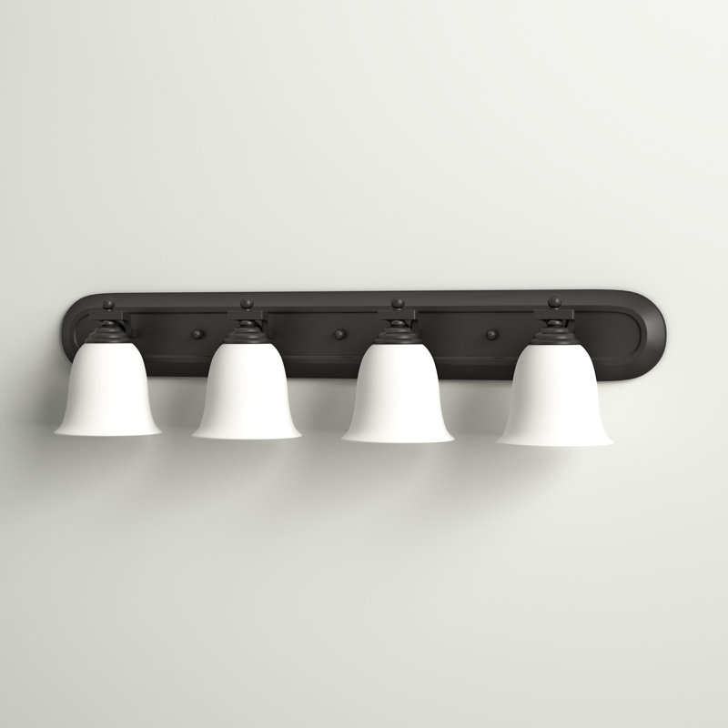 Éclairage pour salle de bain 4 lumières Gerth, Noir mat