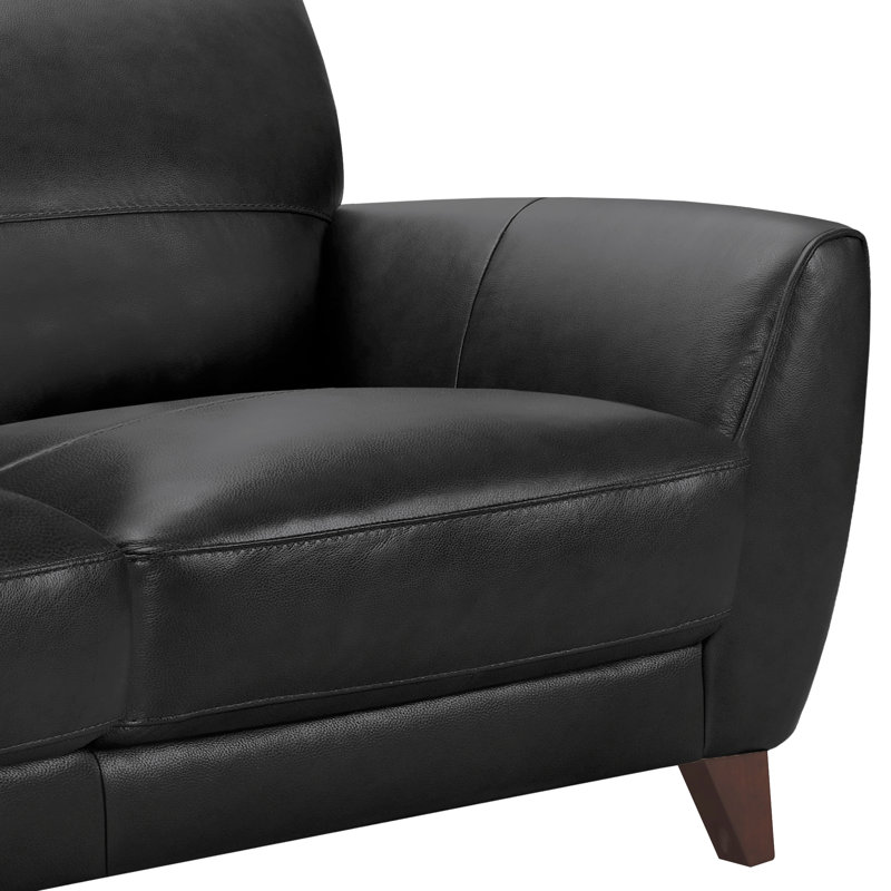 Canapé à accoudoirs arrondis en cuir véritable de 81,9 po Caloundra