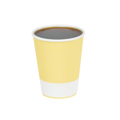 Restaurantware 12 Ounce Paper Cups, Pack of 25 Ripple Wall Disposable Cups–Leakproof, Recyclable, Light Yellow Insulated Hot Beverage Holders, with Matching Lids Available for Purchase Separately