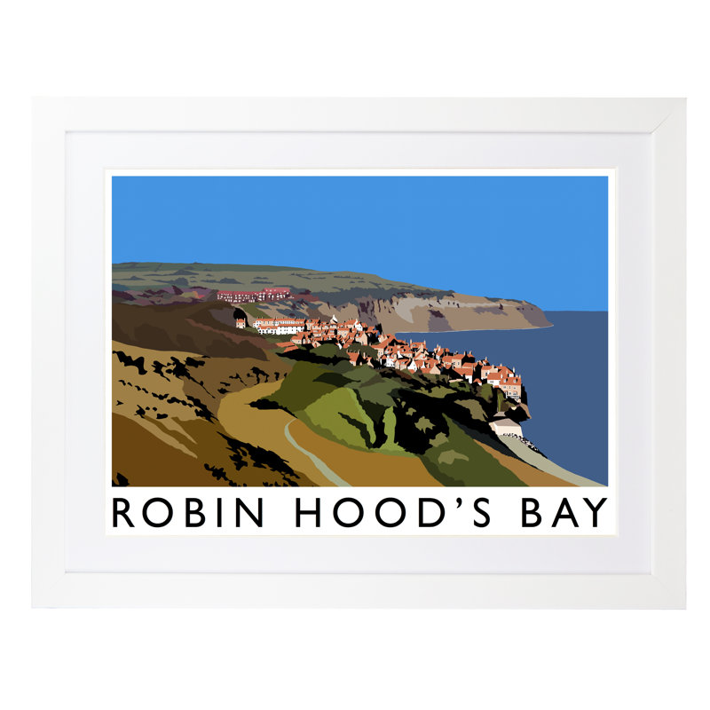 'Robin Hoods Bay 2' by Richard O'Neil - Print, White Wood Frame, 33.5 cm H x 43.5 cm W x 2.2 cm D