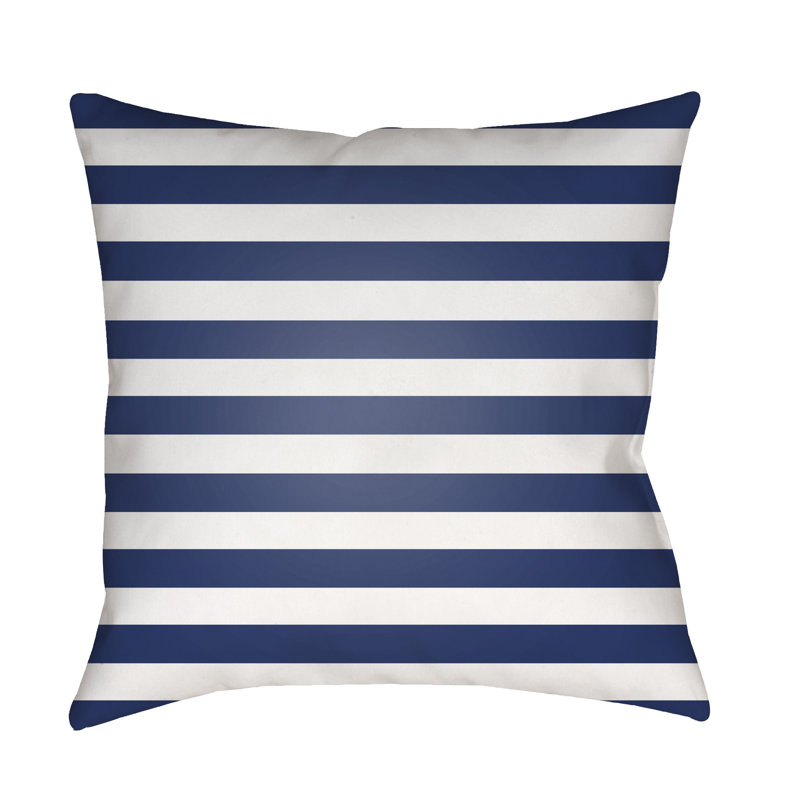  Stripe Indoor/Outdoor Throw Pillow, 18" H x 18" W x 3.5" D, Dark Blue