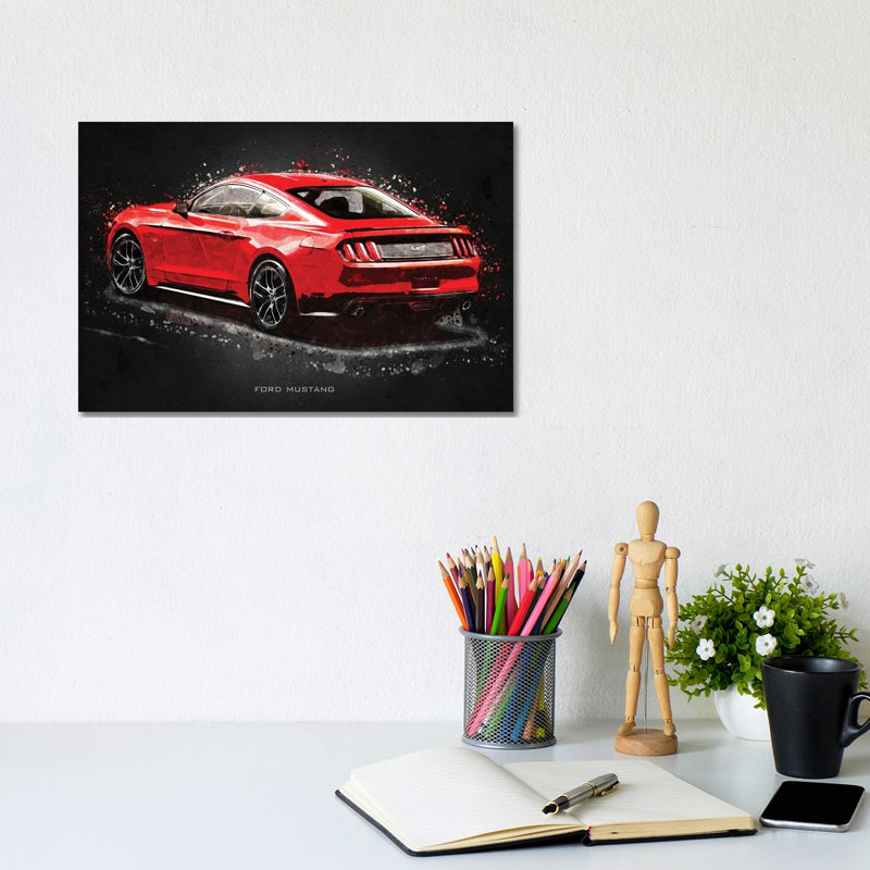Ford Mustang Acrylic by Gab Fernando - Wrapped Canvas Print, 20.32 cm H x 30.48 cm W