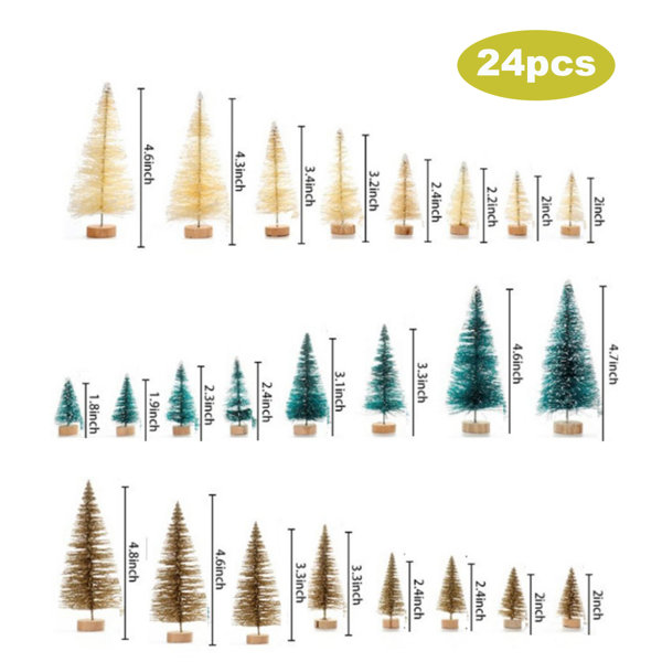 The Holiday Aisle® Desktop Miniature Christmas Trees Mini Pine Tree With  Snow And Wood Base For Xmas Holiday Party Home Tabletop Decor