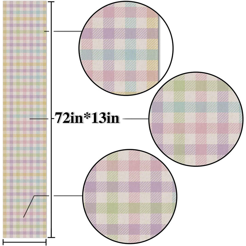 Gayane Rectangular Plaid Easter Linen Table Runner