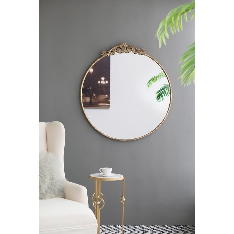 Miroir rond doré, miroir mural avec cadre en métal