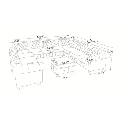 Canapé modulaire en cuir Chesterfield