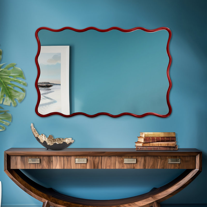 Angelo Rectangle Wall Mirror, Burgundy