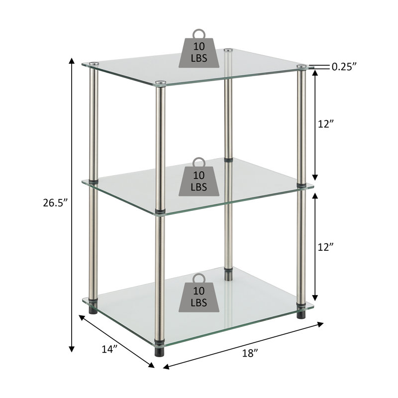 Beckett Glass Top End Table, Silver