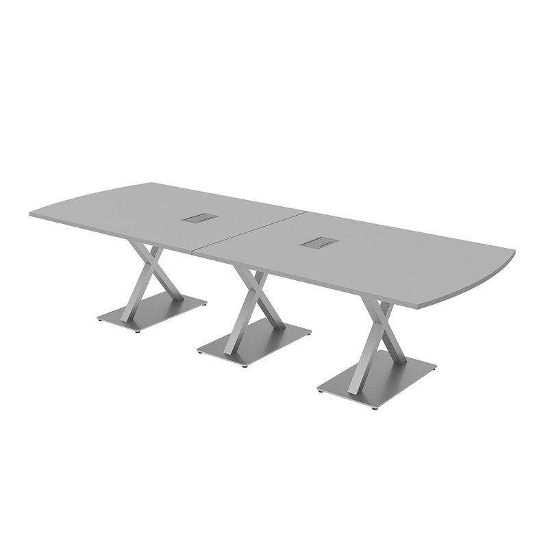 Table de conférence Pavert Arc Unité électrique, Argent, Gris brouillard, H 30 po x l 120 po x P 48 po