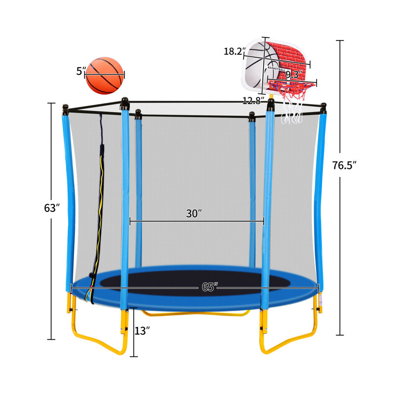 Creationstry Round Backyard Trampoline, Blue/Yellow, Blue