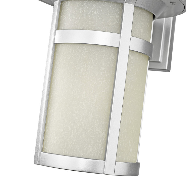 Lanterne murale d'extérieur en verre givré à 1 ampoule Mistydawn H 12,13 po, Argent brossé