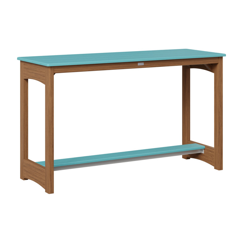 Table de jardin à hauteur de comptoir Berlin Gardens, Acajou antique, Bleu Aruba, 35.5" H x 60" W x 22" D