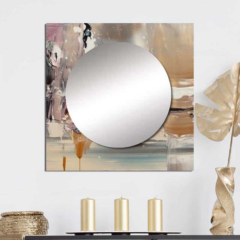 Madianna - Abstract Painting Square Living Room Wall Mirror Art, 29" x 29"