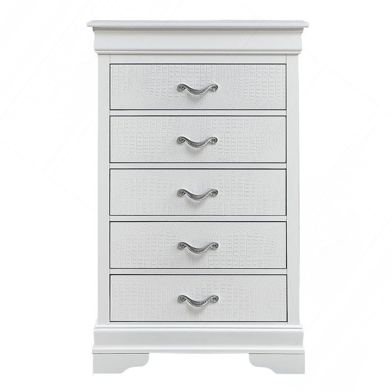 Commode Lorana G6590-CH, champagne argenté, Blanc