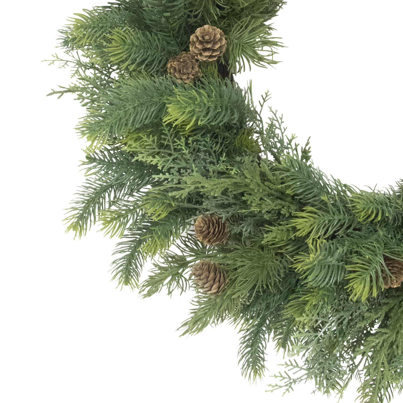 24 Inch Artificial Christmas Wreath with Soft PE Tips Adorned with Pinecones