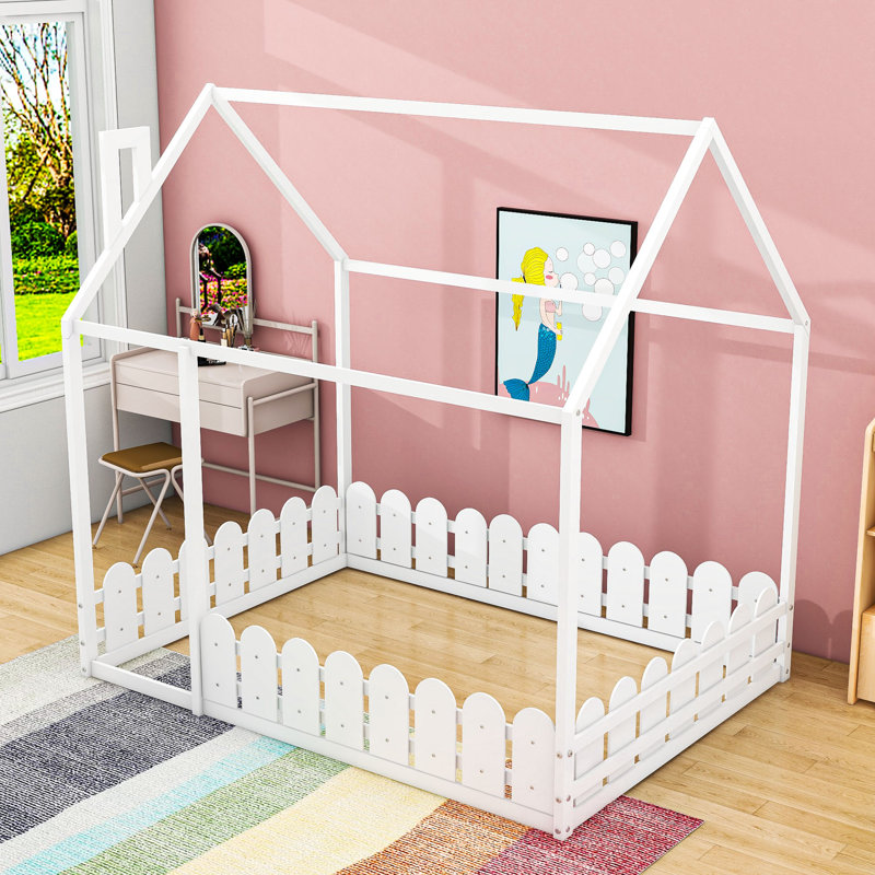 Full Playhouse Bed With Sturdy Frame And Unique Roof Design