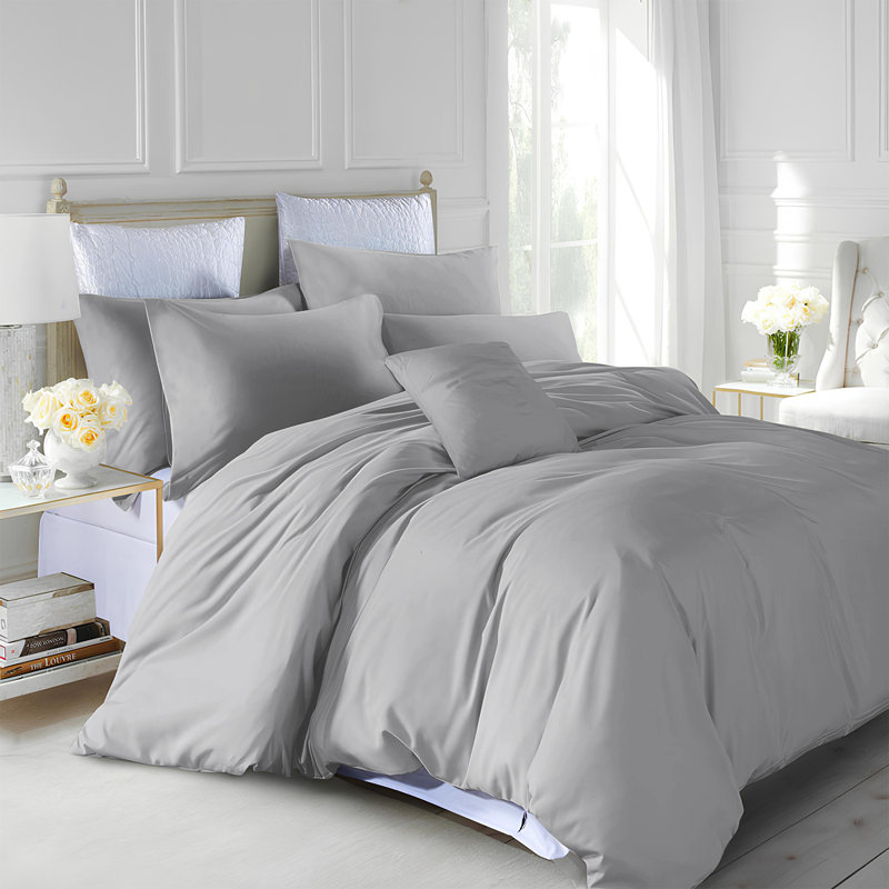 Marnisha Microfiber / Polyester Solid Colour Duvet Cover Set with Pillowcases, Kingsize Duvet Cover Set +2 Pieces Included