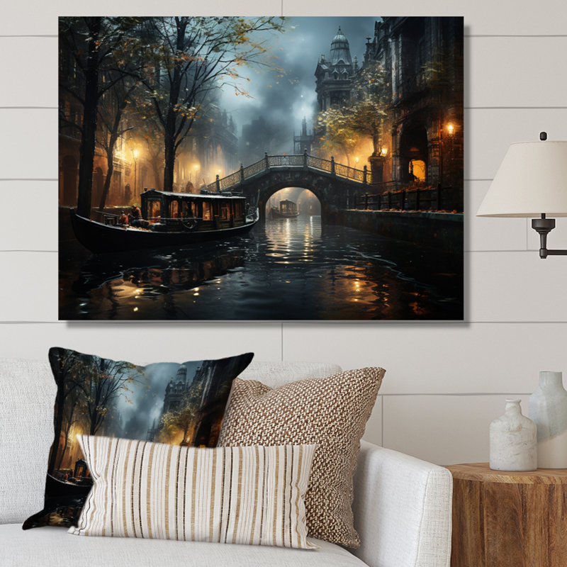 Impression sur toile, "Yellow Canal Atmospheric Passage I", Toile tendue, H 12 po x l 20 po x P 1 po