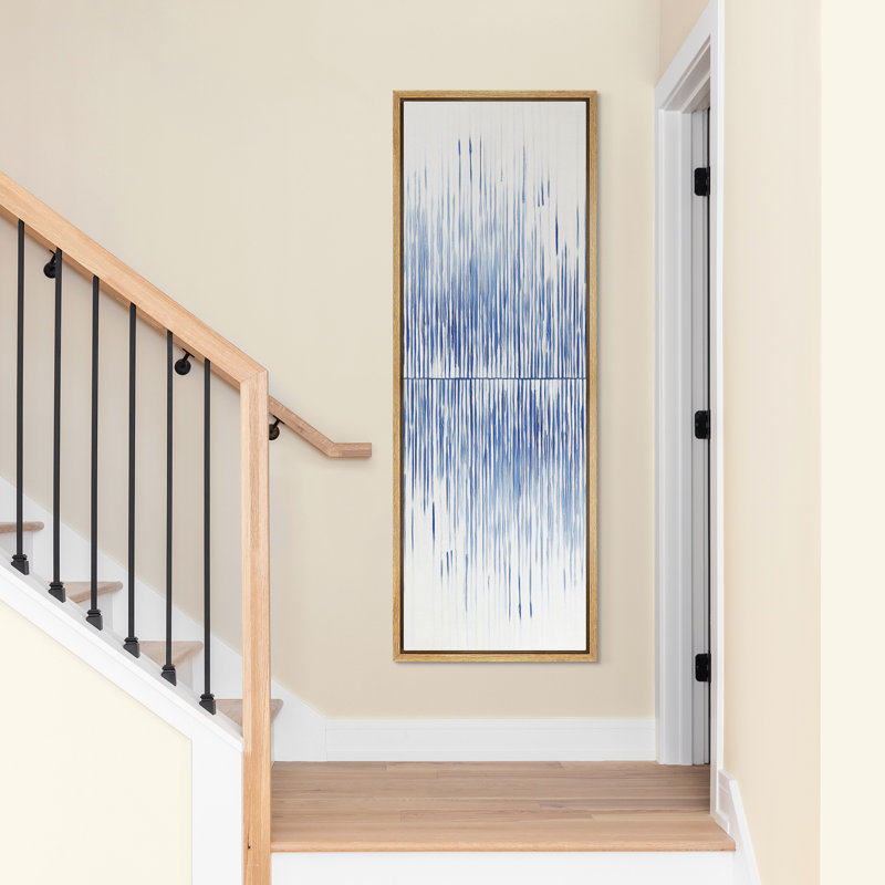 «Blue Linear Reflection Minimalist Abstract Art», reproduction d'art sur toile encadrée, H 60 po x l 20 po x P 1,5 po