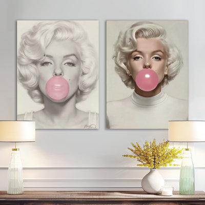 Pink Grey Marilyn Pop Art Portrait – Iconic 2 Panel Metal Wall Art Print