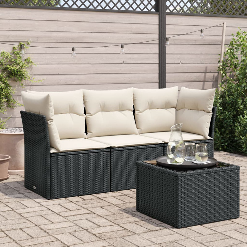 Ensemble de canapé de patio Vidaxl - noir, blanc crème