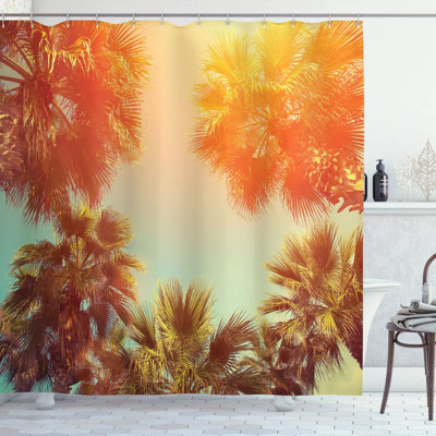 James-Martin Palm Trees Sunlights Tranquillity in Tropical Nature Landscape at Summer Theme Shower Curtain Set