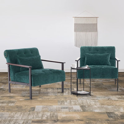 Chenille Seat Reception Chair with Metal Frame, Ergonomics Lounge Chair