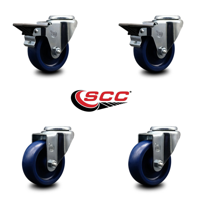 4 Piece Solid Poly Swivel Bolt Hole Caster Set