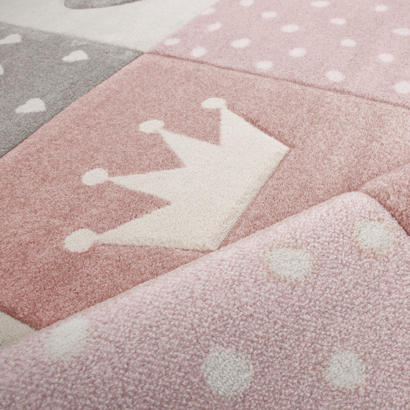 Tapis à motif géométrique Lewin, Rectangle 3 pi 11 po x 5 pi 7 po, Rose