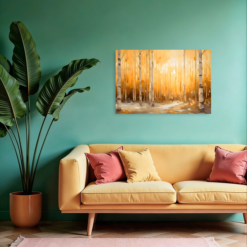 «In the Thick Of It», art mural abstrait contemporain et forêt d'automne