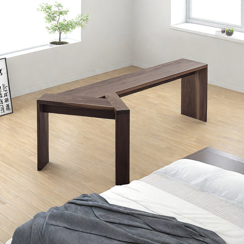 Solid Wood Bench, Brown, 17.32" H x 59.05" W x 24.21" D