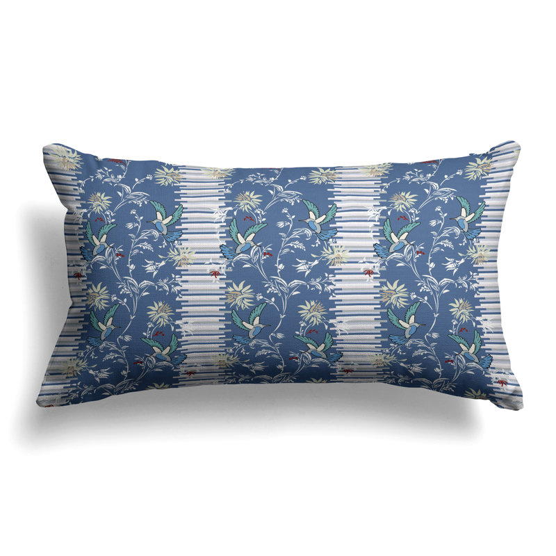 Coussin décoratif Songbird Flora Parade, Bleu / blanc