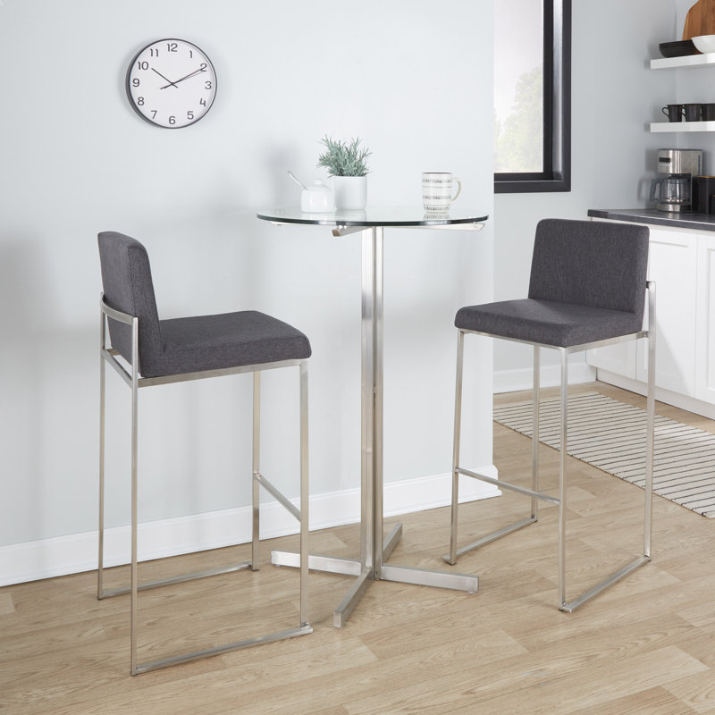 Tabouret de bar et de comptoir à dossier haut Brieon (ensemble de 2), Acier inoxydable, Tabouret de bar "30"