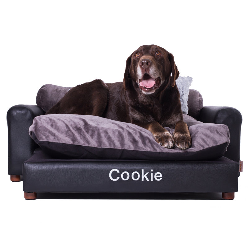Canapé pour chien en similicuir Yucatan, Très grand (H 13 po x l 40 po x P 42 po), Gris anthracite, Oui