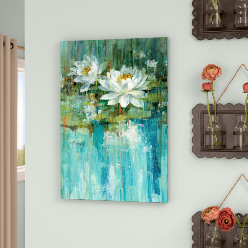 « water lily étang panel i », reproduction d’art sur toile, H 12 po x l 8 po x P 0,75 po, Toile tendue, Pas de tapis