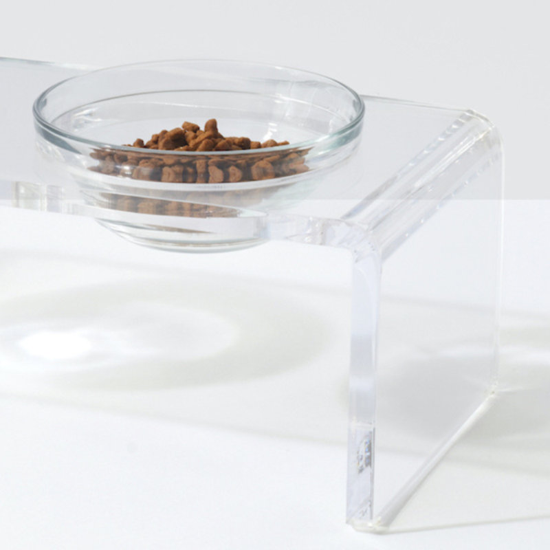 Glass Bowl Clear Elevated Feeder, 2 Cups