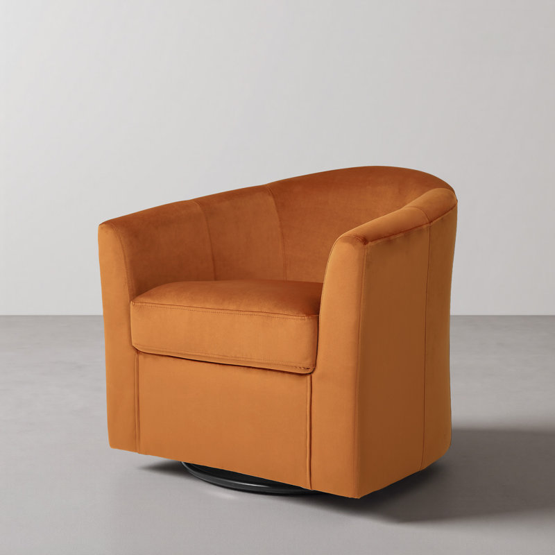Upholstered Swivel Barrel Chair, Orange