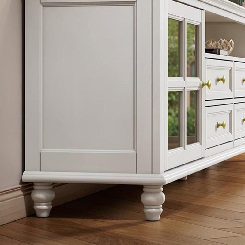 American style light luxury white TV cabinet, 94.49"