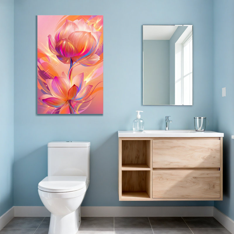Plantes et fleurs, art floral abstrait avec des couleurs vives et des pétales doux, H 48 po x l 32 po