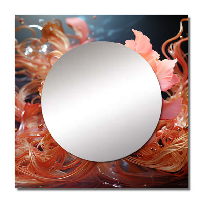 Liquid Flower Art Tender White And Light Pink V - Abstract Shapes Square Living Room Wall Mirror Art